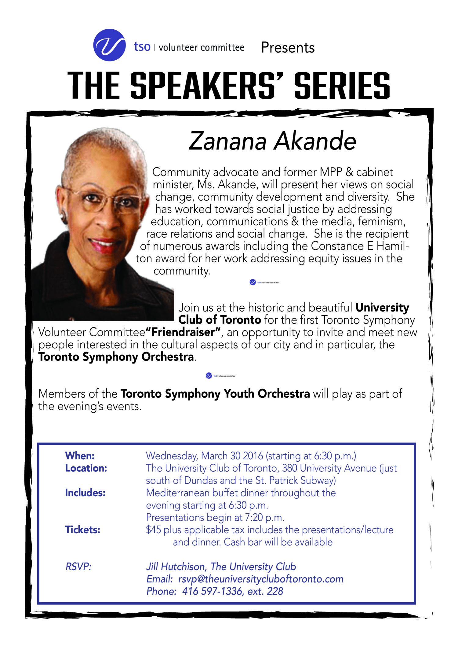 March 30, 2016 Speakers' Series Zanana Akande flyer